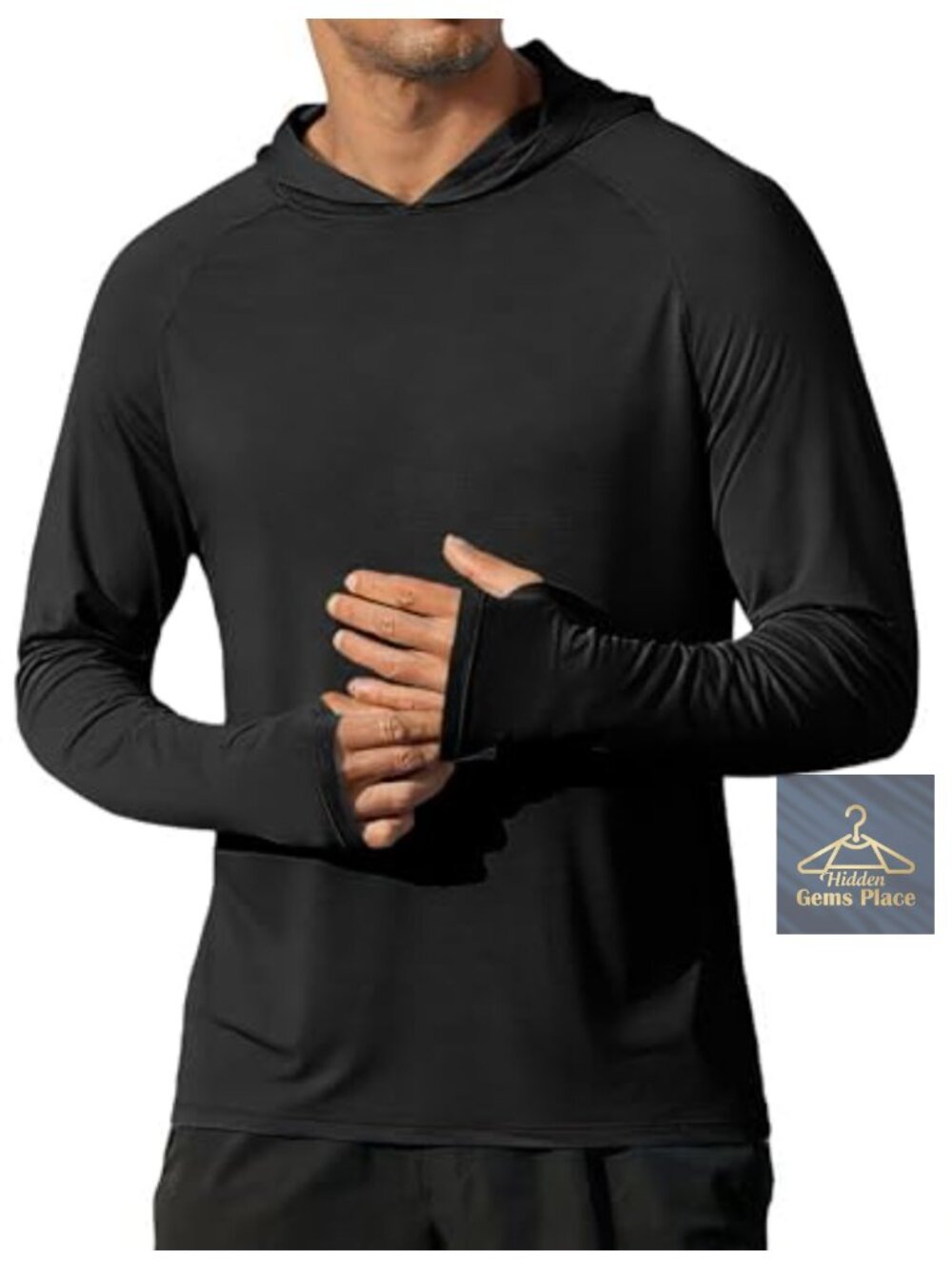 Men's Long Sleeve Sun Protection Rash Guard Hoodie UPF 50+, Quick Dry,